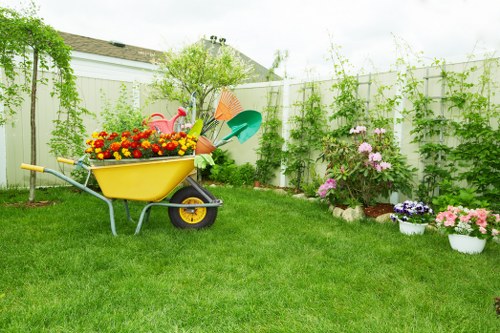 Completed landscaping project in Erith with balanced outdoor design